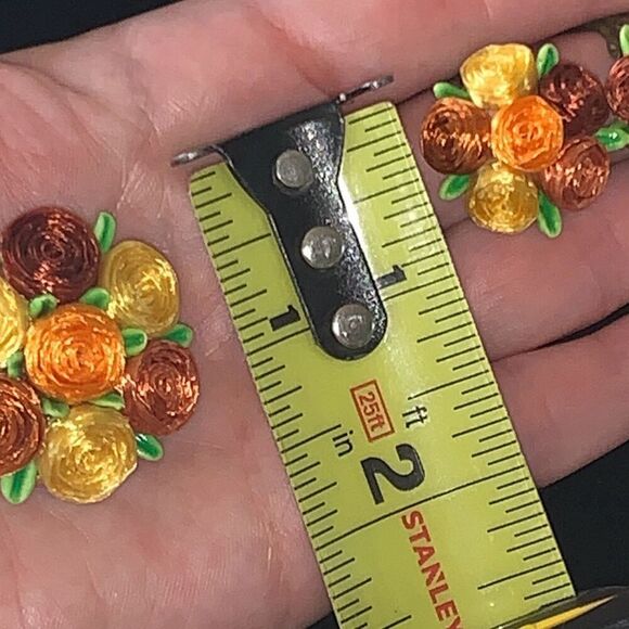 Vintage Signed West-Germany 50’s Floral Brooch Earrings Set - Picture 13 of 15